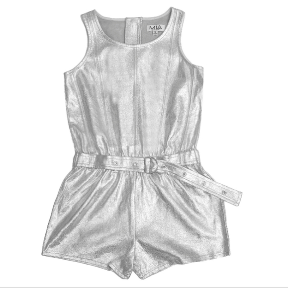 Mia New York Metallic Silver  Romper - Picture 2 of 2